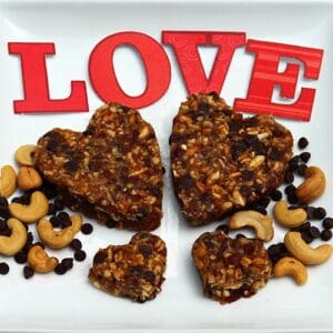 Valentine's cut plant based treat breakfast date energy bars