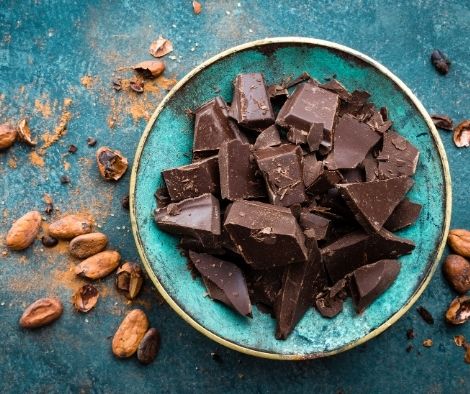 dark chocolate in a bowl