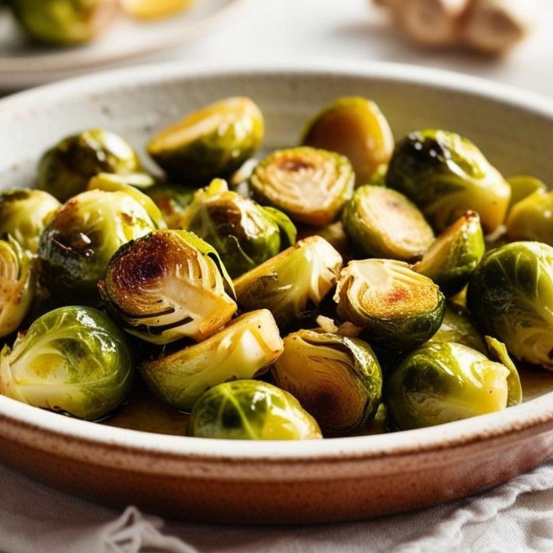 Ginger Garlic Roasted Brussels Sprouts